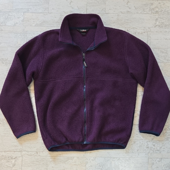 L.L. Bean Vintage Fleece Sweater Jacket Size Medium Purple Navy Blue - Picture 1 of 9